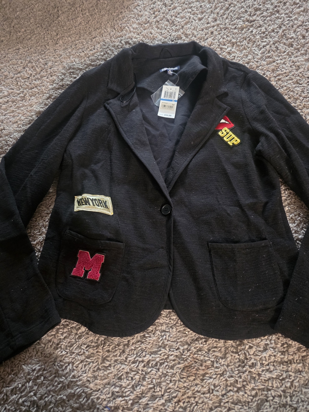 Women's Black Patch Detail Blazer Jacket